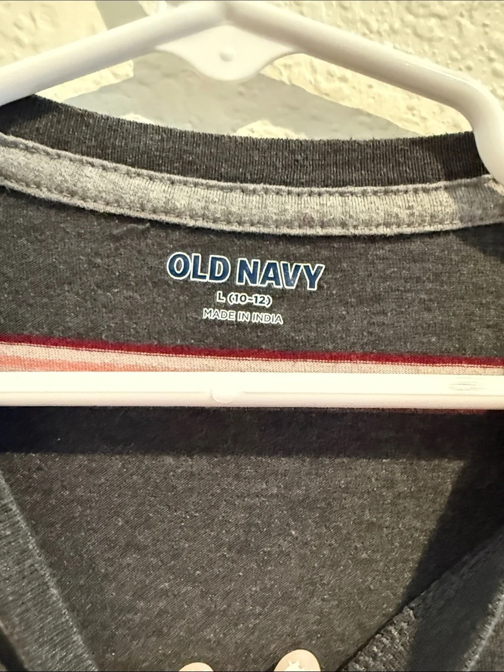 Old Navy Dark Gray Crewneck Top with Pink & White Stripes